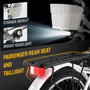 PEXMOR Electric Bike for Adults 26inch Electric Cruiser Bicycle Shimano 6-Speed 350W Ebike