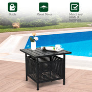 VINGLI Outdoor Side Table with Umbrella Hole 1.57inch Metal Patio Table