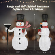 VINGLI Christmas Snowman Outdoor Decorations Pre-lit LED Lights Snowman with Broom/Birds