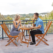 VINGLI 3Pcs Patio Bistro Set Outdoor Acacia Wood Chair and Table