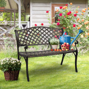 VINGLI 40.5in Patio Garden Bench Outdoor Metal Seat Black/Bronze