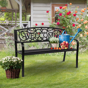 VINGLI 50in Outdoor Patio Bench Metal Bench Black