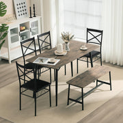 VINGLI 55" Dining Table Set for 6 Modern Dining Bench