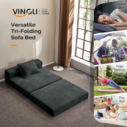 VINGLI 39" Folding Loveseat Sleeper Sofa Couch with 2 Pillows