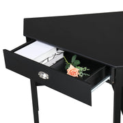 VINGLI Wood Corner Desk with Drawer and Storage Triangle Computer Desk Black