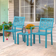 VINGLI 3-Piece Outdoor Bistro Set Stackable Modern Metal Steel Table and Chairs