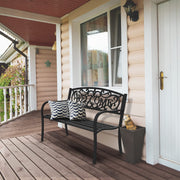 VINGLI 50in Outdoor Patio Bench Metal Bench Black