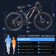 PEXMOR 27.5inch Electric Bike for Adults 500W E Bike Electric Mountain Commuter Bike Shimano 21 Speed Electric Bicycle