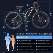 PEXMOR 27.5" 500W Mountain E-Bike 21-Speed