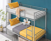 VINGLI Metal Bunk Bed Twin Over Twin Sturdy Frame with Safety Guard Rail & Removable Ladder