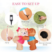 VINGLI 4 FT Valentine's Day Inflatable Kiss Couple Bear LED Blow Up Lighted Decoration