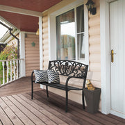 VINGLI 50 Inch Patio Metal Bench Black