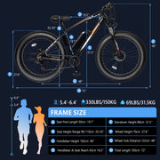 PEXMOR 26" 500W Fat Tire E-bike 7-Speed