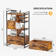 VINGLI File Cabinets Rustic Wood File Cabinets Brown