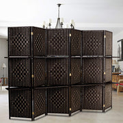 Vingli 6FT 4/6 Panel Folding Rattan Room Divider with 2 Display Shelves