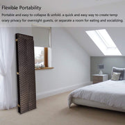 Vingli 6FT 4/6 Panel Folding Rattan Room Divider with 2 Display Shelves