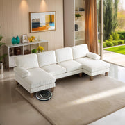 VINGLI 110' U Shaped Comfy Sectional Couch 4-Seater Sofa with Chaise