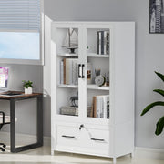 VINGLI Wood Lateral File Cabinet with Adjustable Shelves Filing Cabinet with Lock White/Black