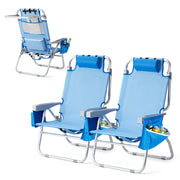 VINGLI 16" Beach Chair 2pcs with Tall Folding Camping Chairs