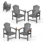VINGLI Folding Adirondack Chair with Cup Holder Plastic All-Weather Outdoor Chairs