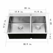 VINGLI Stainless Steel Double Bowl Kitchen Sink with Noise Reduce Design