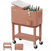 VINGLI 60QT Rolling Ice Chest Cooler Car Outdoor Patio Wagon Cooling Bins