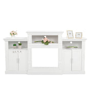 VINGLI 80 Inches Fireplace TV Stand Mantel Heater with Shelves and Side Cabinets White