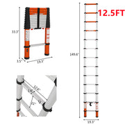 LUISLADDERS 6.5/8.5/10.5/12.5 FT Multi-Use Telescoping Ladder Aluminum Extension Ladder One-Button Retraction 330 Lb Capacity