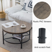 VINGLI 31.5" 2-Tier Rustic Round Coffee Table