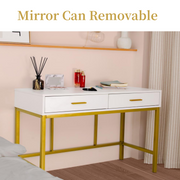 VINGLI Vanity Table Set with 9 LED Light Lighted Mirror Makeup Dressing Table White