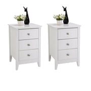 Vingli Modern Nightstand With 3 Drawers Wooden Bedside Table White/Black