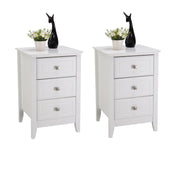 Vingli Modern Nightstand With 3 Drawers Wooden Bedside Table White/Black