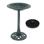 VINGLI 28in Antique Copper Pedestal Bird Bath With Solar Fountain Copper/Green