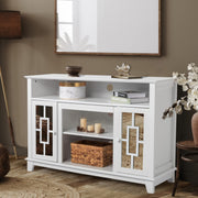 VINGLI 55in TV Stand White TV Stand Entertainment Center with Mirror Doors