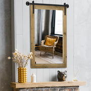 Vingli Farmhouse Wall Mirror Barn Door-Inspired Rustic Mirrors White/Rustic