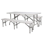 VINGLI 6 FT 3 PCS Portable Picnic Table Bench Sets Folding Table White