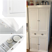 VINGLI 72in Traditional Freestanding Kitchen Pantry Cabinet with 3 Adjustable Shelves Storage Cupboard with Doors White