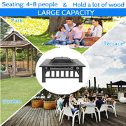 VINGLI 32 Inch Outdoor Square Fire Pit Table Black FP0SS32