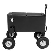 VINGLI 80 Quart Patio Cooler Portable Bar Drink Cooler Rolling Cart on Wheels Black/Gray