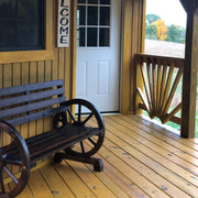 VINGLI Rustic Wooden Wagon Wheel Bench 2-Person Seat Bench