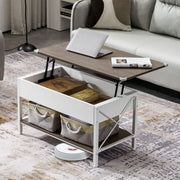 VINGLI 36in Lift Top Coffee Table with Two Free HQ Cloth Bins Storage Retro Style