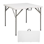 VINGLI 34 Inch Folding Card Table Portable Plastic in Half Square Table White