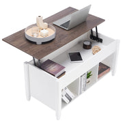 Vingli Wood Lift Top Coffee Table Modern Dining Center Table with Hidden Compartment & Open Storage Shelf