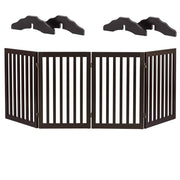 Vingli 81in Wide Pet Gate Folding Tall Safety Fence Z Shape 4 Panel Puppy Gate Brown