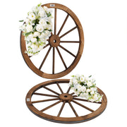VINGLI 24/30 Inch Innovations Decorative Vintage Wood Garden Wagon Outdoor Rustic Yard Wheel  Brown 2 Count