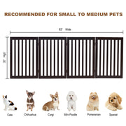 Vingli 81in Wide Pet Gate Folding Tall Safety Fence Z Shape 4 Panel Puppy Gate Brown