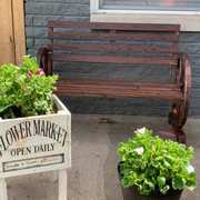 VINGLI Rustic Wooden Wagon Wheel Bench 2-Person Seat Bench