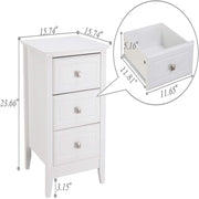 Vingli Modern Nightstand With 3 Drawers Wooden Bedside Table White/Black
