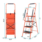 LUISLADDERS Safety Step Ladder Folding Padded Side Handrails Portable Heavy Duty Ladders 2/3/4 Step