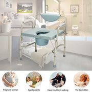 OMECAL 550lbs Medical Toilet Chair Adjustable Height with Safety Steel Frame